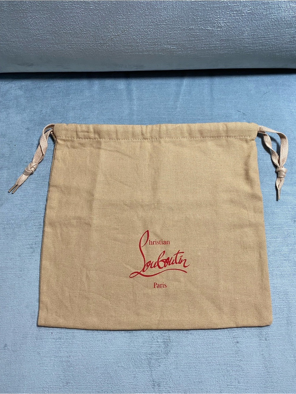 Salvatore Ferragamo Tan Drawstring Dust Bag with Red Logo 11”x10”